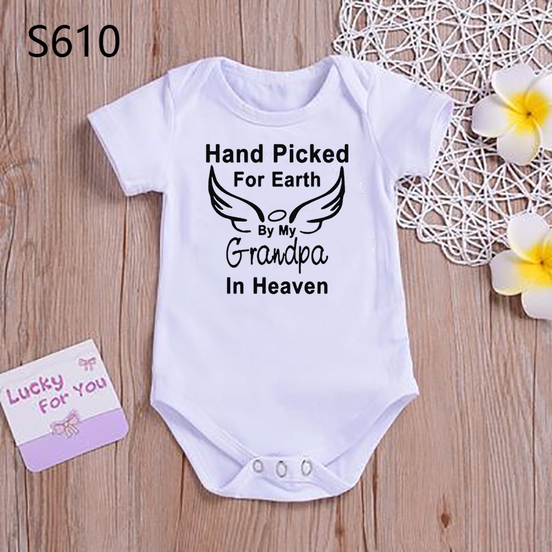 Áo Liền Quần Ngắn Tay In Chữ i love my grandpa and grandpa Dễ Thương Thời Trang Mùa Hè Cho Bé Sơ Sinh