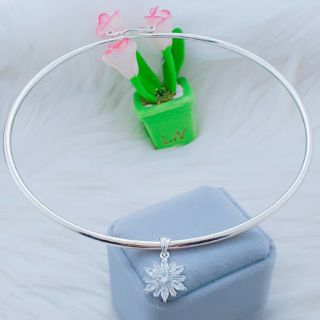 Kiềng cổ trơn bạc ta cho nữ( không mặt)
