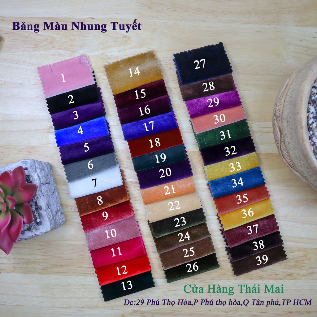 Vải Nhung Tuyết chính phẩm 39 màu (Từ Màu 21-39) hàng đẹp cao cấp ThaiMaitm.