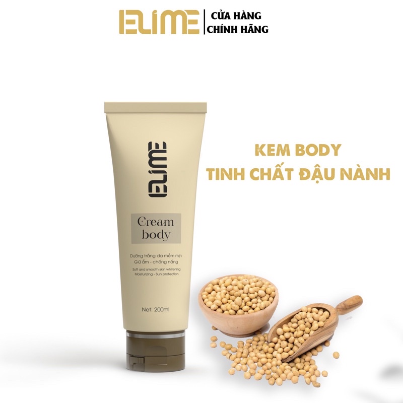Kem Body Elime Dưỡng Trắng Da Toàn Thân Tinh Chất Đậu Nành 200ml