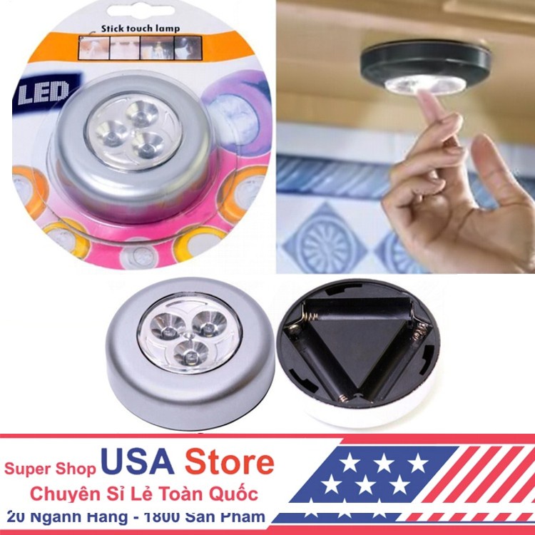 (Video Review) Đèn Led Dán Tường 3 Bóng - Gắn Tủ Quần Áo Phòng Ngủ, Tủ Bếp (Bạc) - Dùng Pin AAA