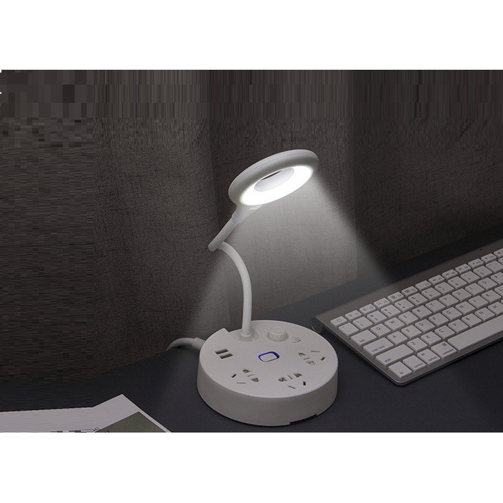 Đèn Học, Làm Việc Dể Bàn Chống Cận Tích Hợp Nhiều Ổ Cắm Và Cổng USB Sạc Điện Thoại Tiện Dụng
