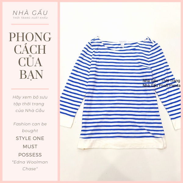 Áo thun tay dài F21 xanh sọc ngang 140822