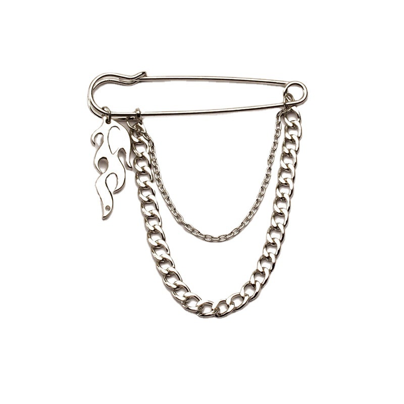 Ghim Cài Áo Hình Dây Xích Kim Loại Phong Cách Harajuku Hip Hop Thời Trang Cho Nam Và Nữ