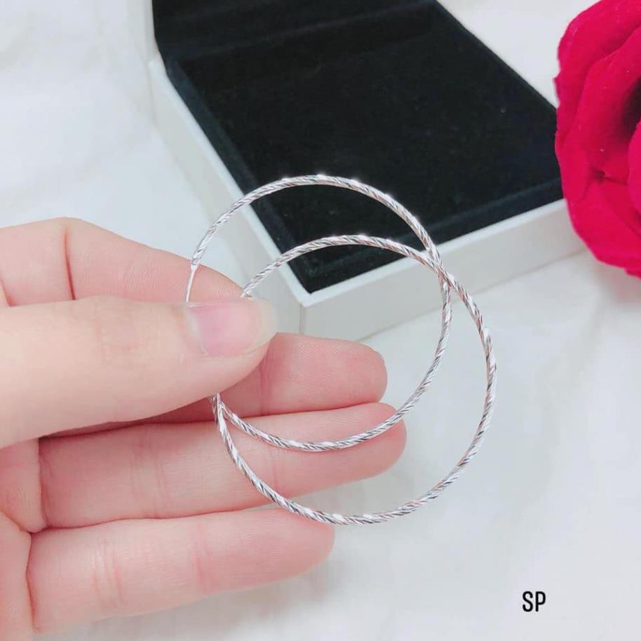 Bông tai nữ - vòng tàu chất liệu bạc ta sáng đẹp đường kính 5cm/ Trang sức bạc JQN