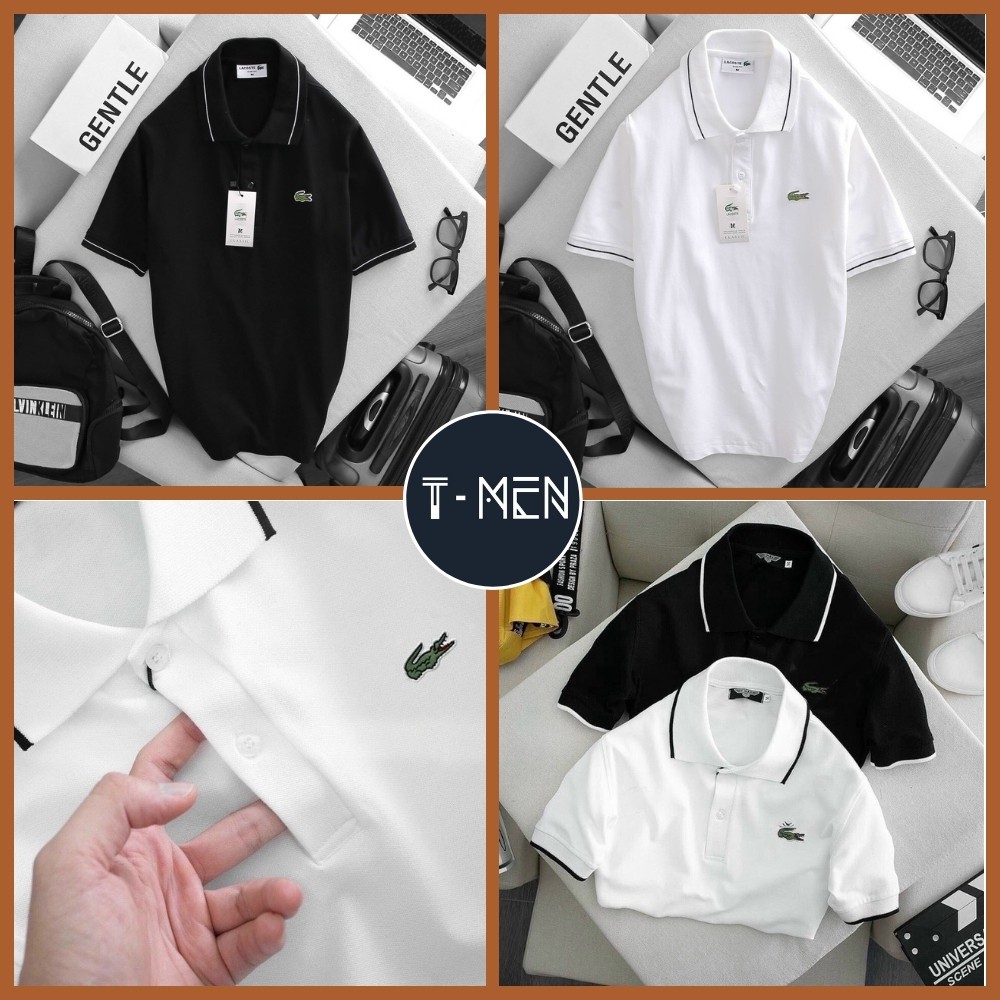 Áo Polo nam cổ bẻ phối sọc BASIC vải cá sấu Cotton xuất xịn,chuẩn form,sang trọng-lịch lãm POLO4U , ao thun nam