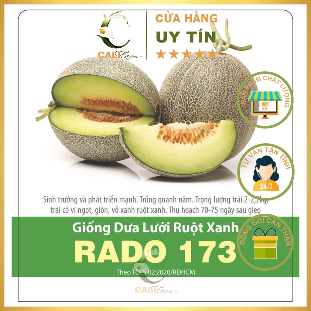 Hạt Giống Dưa Lưới Ruột Xanh Rado 173 Giòn Ngọt 10 Hạt