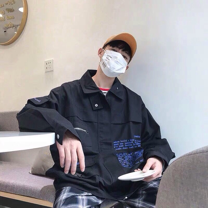 Áo Khoác Kaki Nam Túi Hộp Phối Chữ Thời Trang Hàn 2 màu | BigBuy360 - bigbuy360.vn