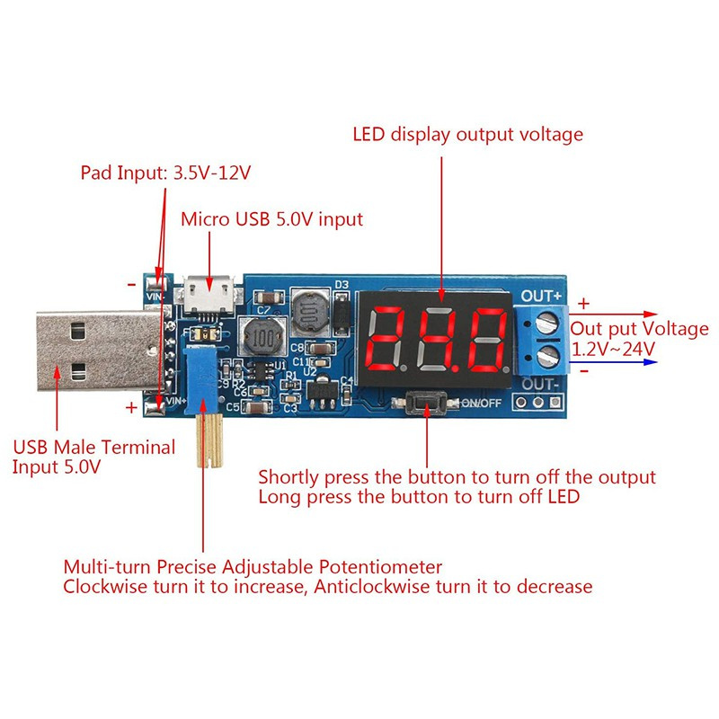 Bộ 2 Bảng Mạch Chuyển Đổi Nguồn Điện Dc 3.5v-12v Sang 1.2v-24v 3.3v 5v 9v