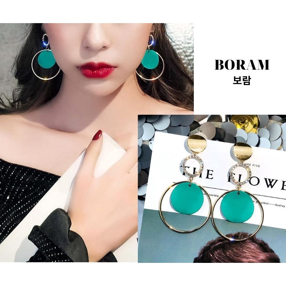 Bông tai hoa tai nữ dáng dài phối màu đi biển đi tiệc BR02 - BORAM