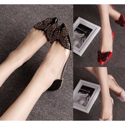 Giày búp bê cánh bướm đính đá thân trong suốt kiểu dáng mới hàng quảng châu a | BigBuy360 - bigbuy360.vn