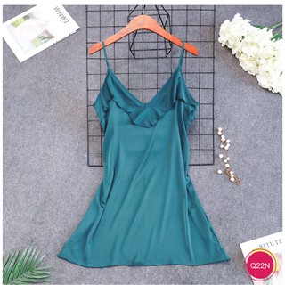 Đầm Ngủ Phối Bèo Chất Lụa Satin XAVIA Q22