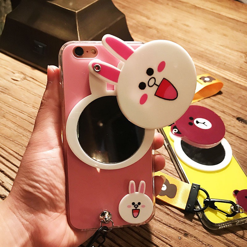 [ IPHONE ] Ốp Lưng Gấu Thỏ 3D kèm Gương Và Dây - C013 | BigBuy360 - bigbuy360.vn