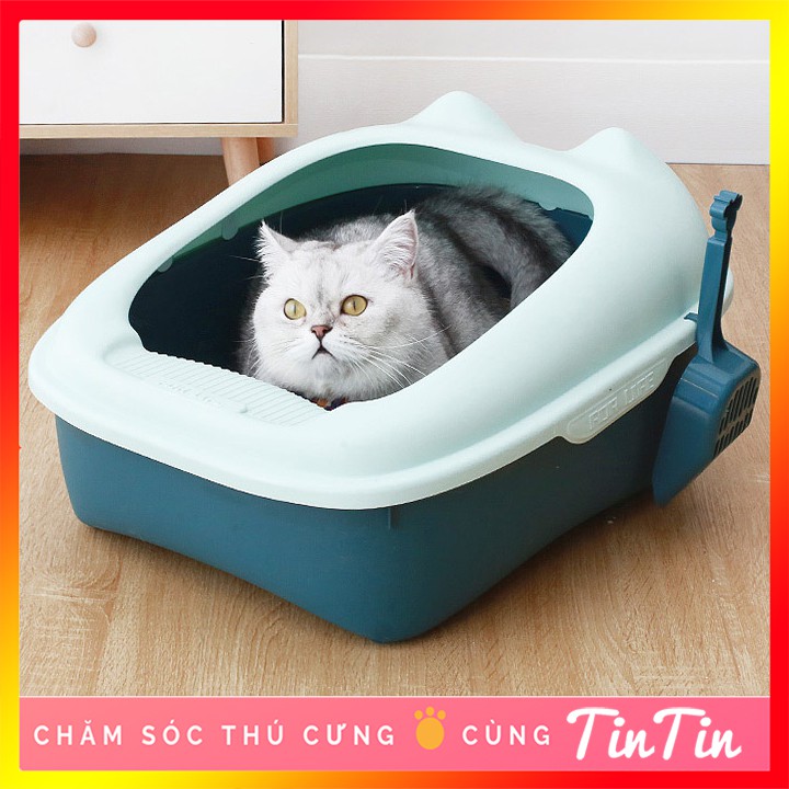 Chậu Đựng Cát Vệ Sinh Cho Mèo Thành Cao Hình Đầu Mèo Kèm Xẻng #TinTin Pet Store