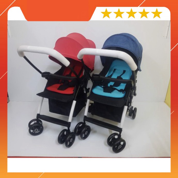 Xe đẩy 2 chiều Seebaby T08 mẫu mới 2020 có lò xo chống xóc kèm đệm, màn che