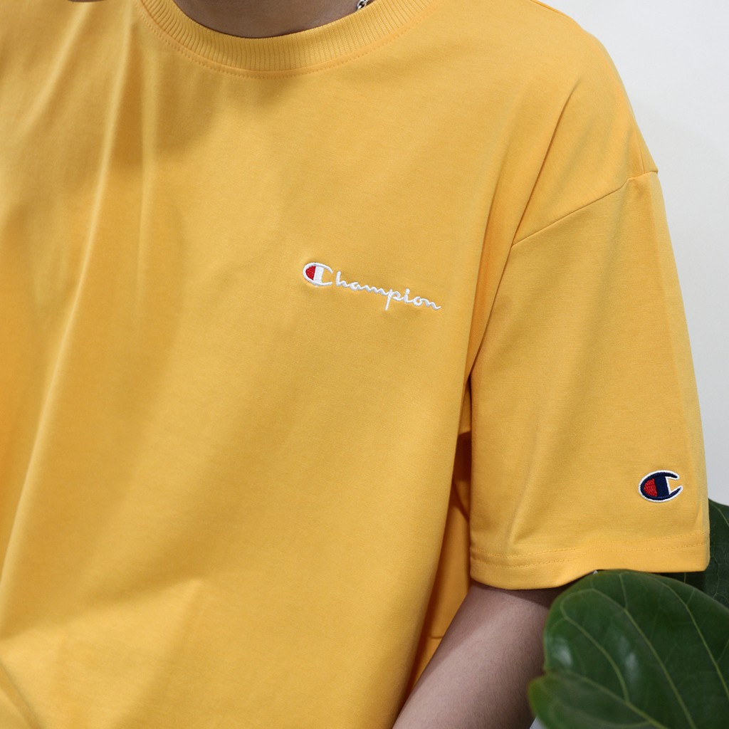 Áo Thun Champion Màu Vàng Chất Liệu Cotton Thoáng Mát