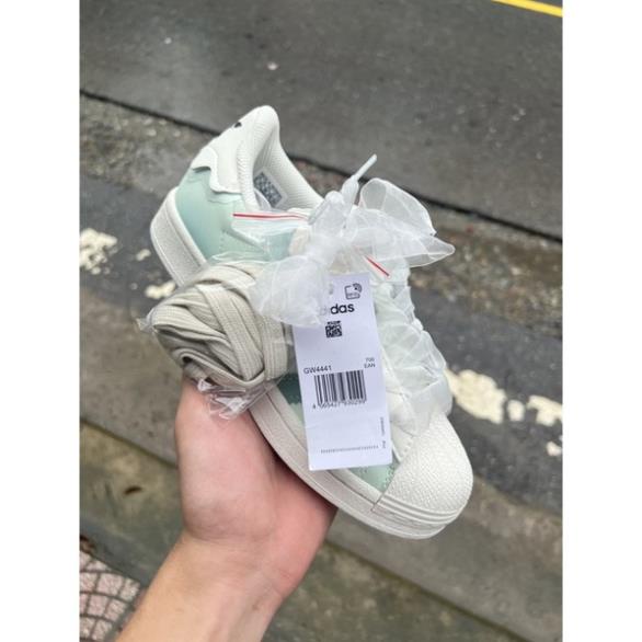 Giày thể thao nữ mẫu mới 2022 Adidas Superstar hồng, adidas sò xanh, das sò trắng 3 sọc dành cho nữ full box bill