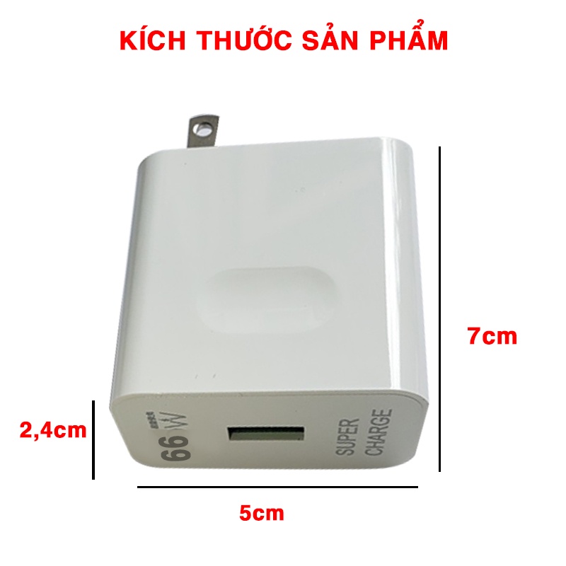 Củ sạc nhanh 66W cho Xiaomi Oppo Vivo Samsung Huawei phòng chống cháy nổ chịu nhiệt cao