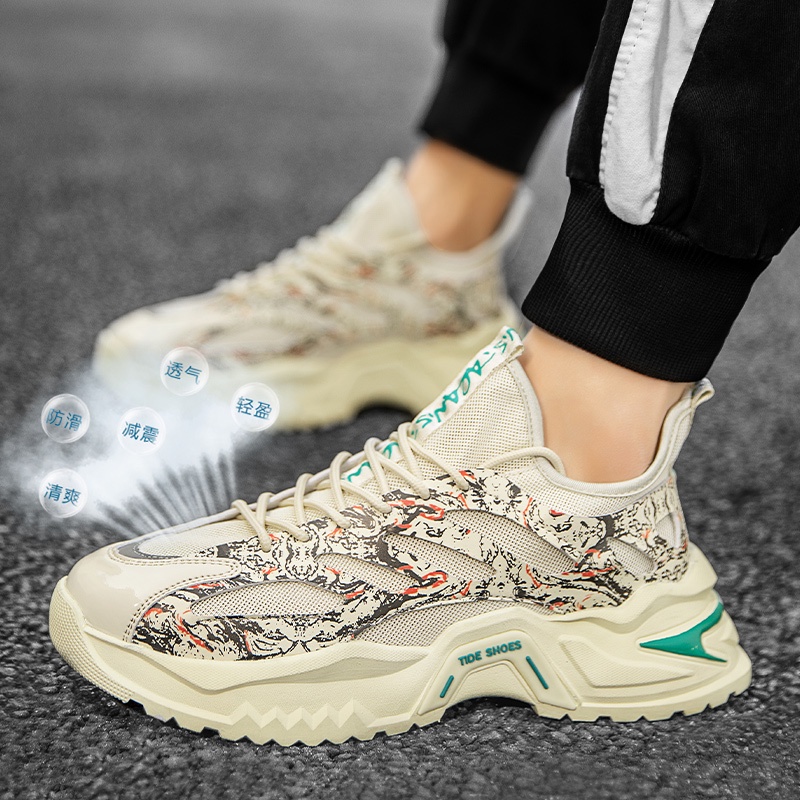 Giày Sneaker Nam Mùa Hè 2022 Mới Đế Dày Hấp Thụ Sốc Có Lưới