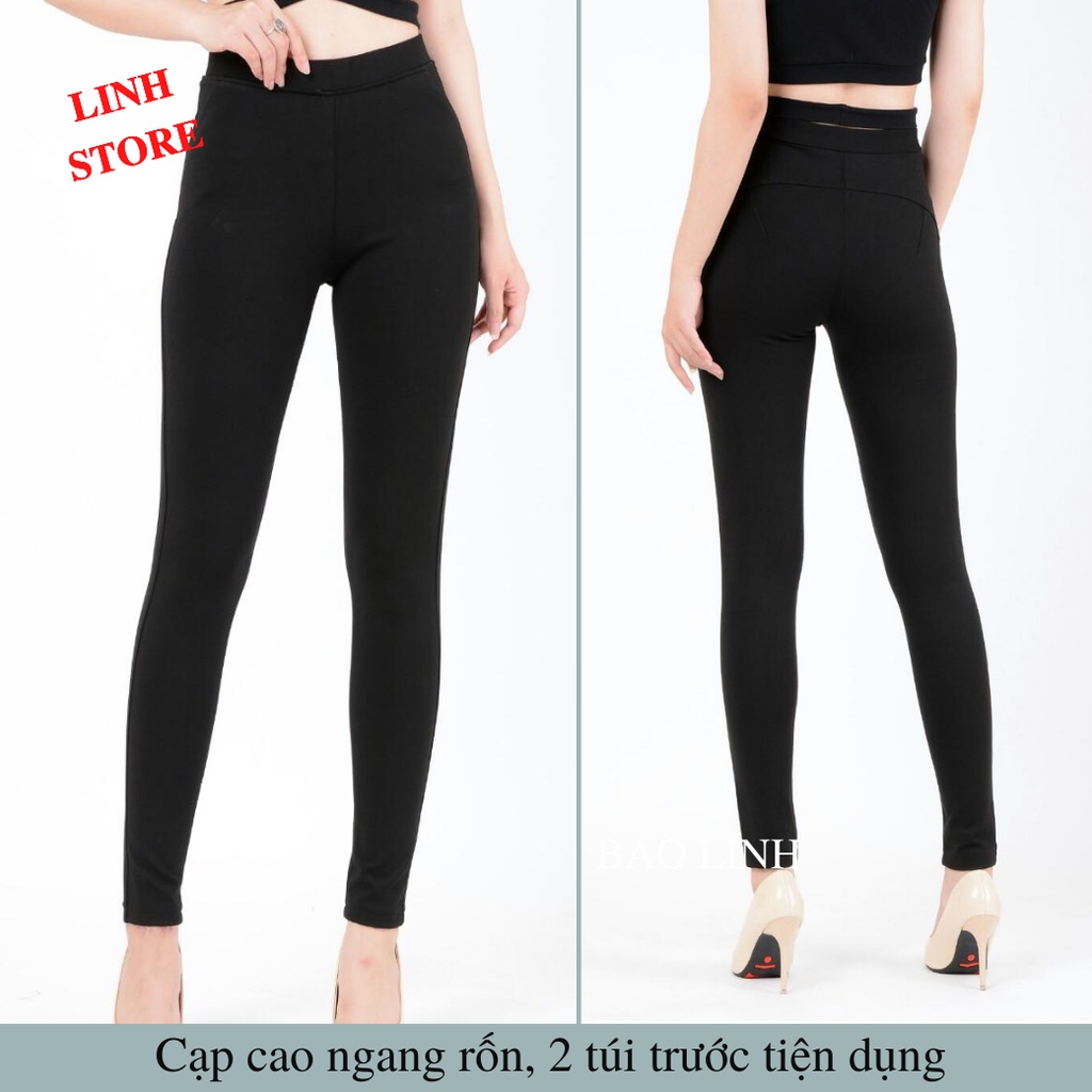 Quần Legging Nữ Dài Linh Store Bigsize Nâng Mông Nữ Lưng Cao Chất Liệu Cotton Mặc Đi Làm Đi Học