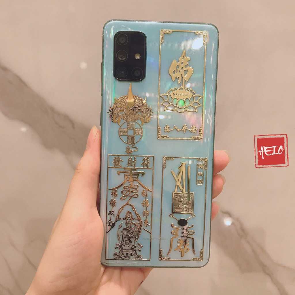 Bộ 4 Miếng Dán Linh Phù Hỷ Thần Bình An ☯️ Linh Phù Dán Điện Thoại Phong Thủy