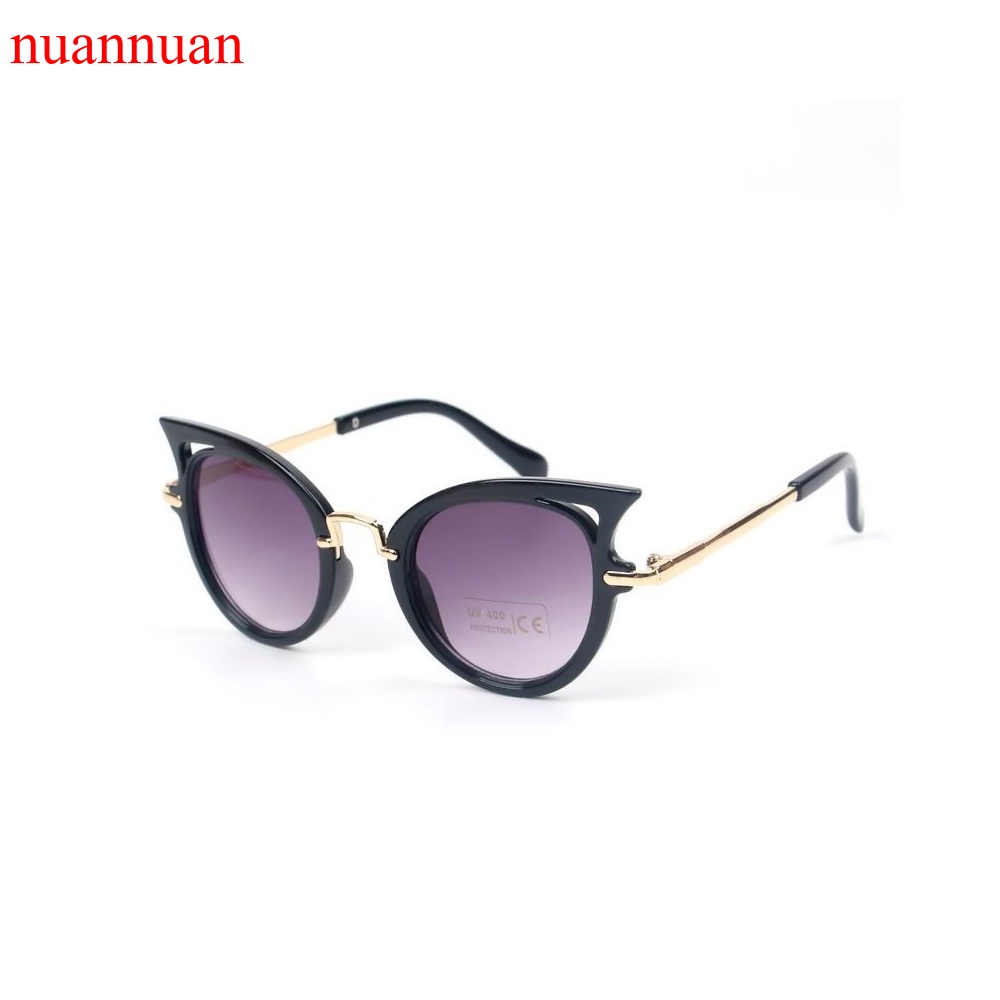 Kính Mát NUANNUAN Gọng Kim Loại Tròng Kính Hình Mèo Retro Cho Bé