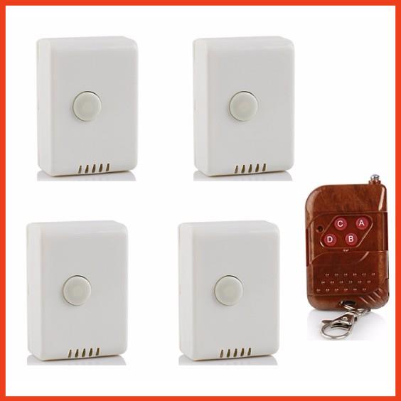 Bộ 4 Công Tắc Điều Khiển Từ Xa Sóng RF 15A + Remote RF Vỏ Vân Gỗ