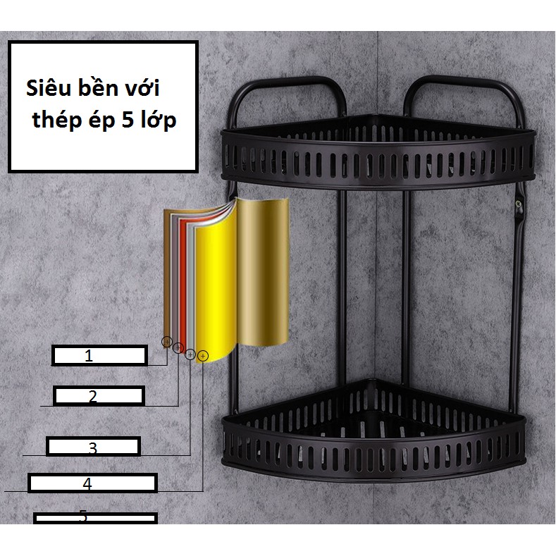 Kệ nhà tắm, kệ góc để đồ đa năng thép đen cao cấp chống han gỉ LABI VN LB061