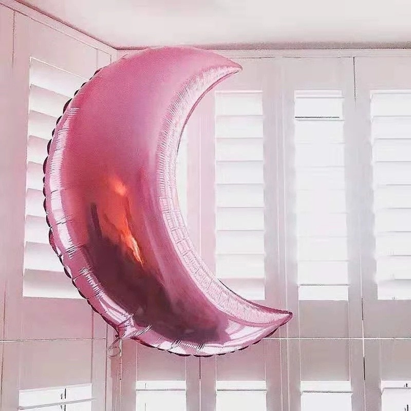 Bong Bóng Nhôm 36 Inch Hình Mặt Trăng Màu Vàng / Bạc Trang Trí Tiệc Sinh Nhật / Valentine