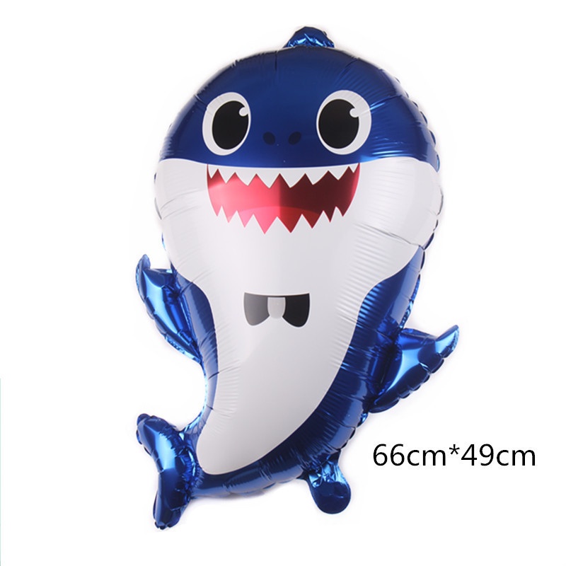 Set 5 Bong Bóng Lá Nhôm Hình Gia Đình Cá Mập Trang Trí Tiệc Sinh Nhật Cho Bé