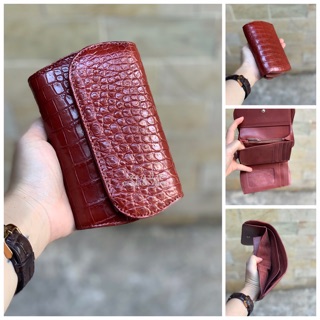 VÍ 3 GẤP MINI DA CACSAAUS THẬT SIZE14 - CÁ SẤU GÒ VẤP