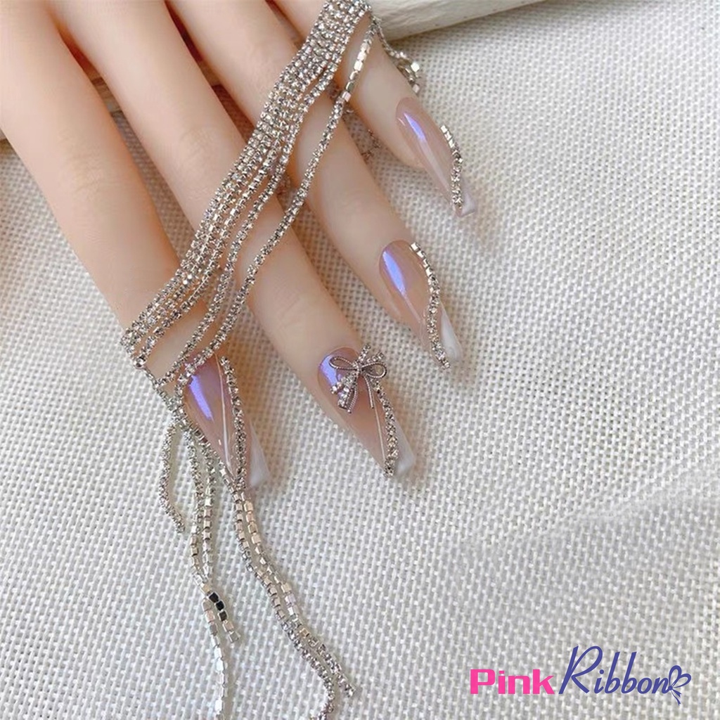 Dây đá trắng đế bạc trang trí các cỡ (set 3m)