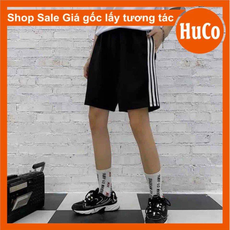 [RẺ VÔ ĐỊCH] Quần short lửng ba sọc ống rộng, form rộng unisex freesize nam nữ, quần đùi thể thao cá tính dáng rộng  ྃ