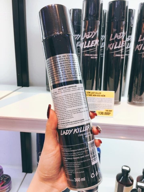 Gôm xịt tóc 30Shine phân phối độc quyền Lady Killer 360ml thách thức nón bảo hiểm giữ nếp tóc suốt ngày dài