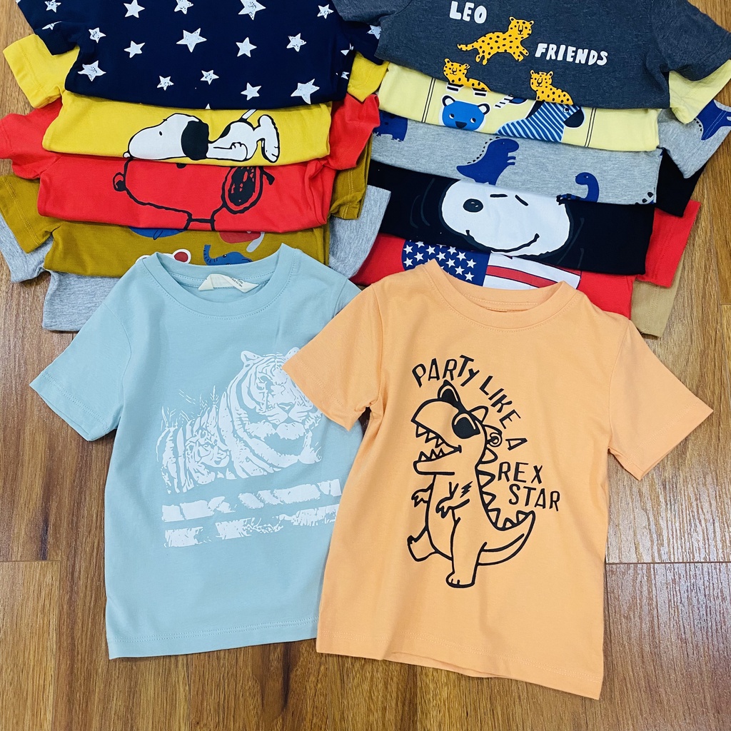 ÁO THUN H.M XUẤT DƯ NHIỀU MẪU CHO BÉ TRAI 7-18KG - BIGBABY SHOP