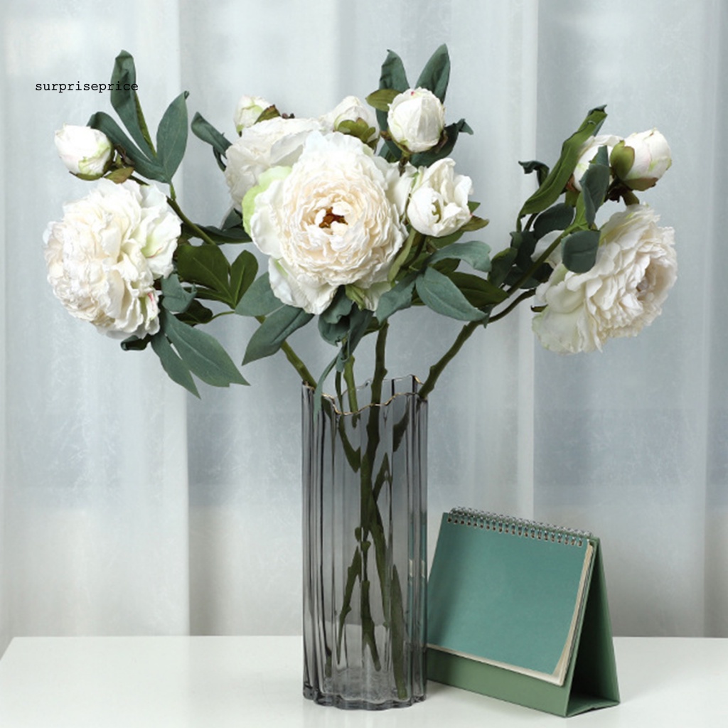 Bó Hoa Mẫu Đơn Nhân Tạo Không Phai Màu Có Thể Tái Sử Dụng Trang Trí Nhà Cửa /