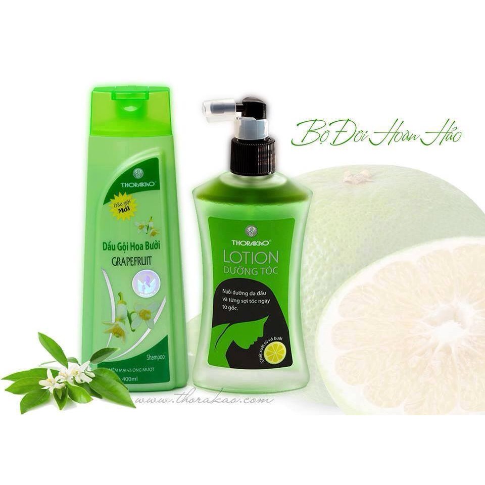Bộ Đôi Hoàn Hảo: Dầu Gội Hoa Bưởi 400ml + Lotion Dưỡng Tóc 120ml