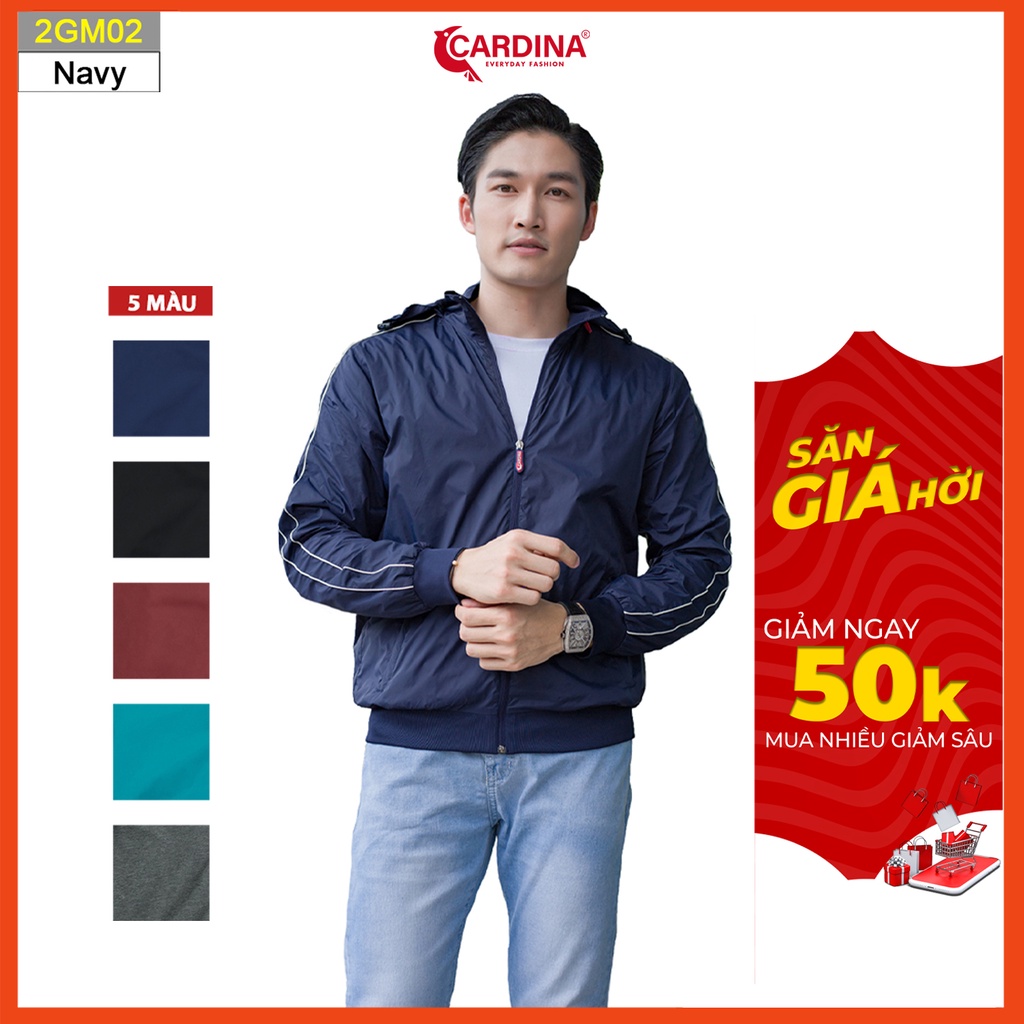 Áo khoác gió nam CARDINA 2 lớp lót lưới cao cấp siêu nhẹ cản gió giữ nhiệt cản bụi chống nước 2GM