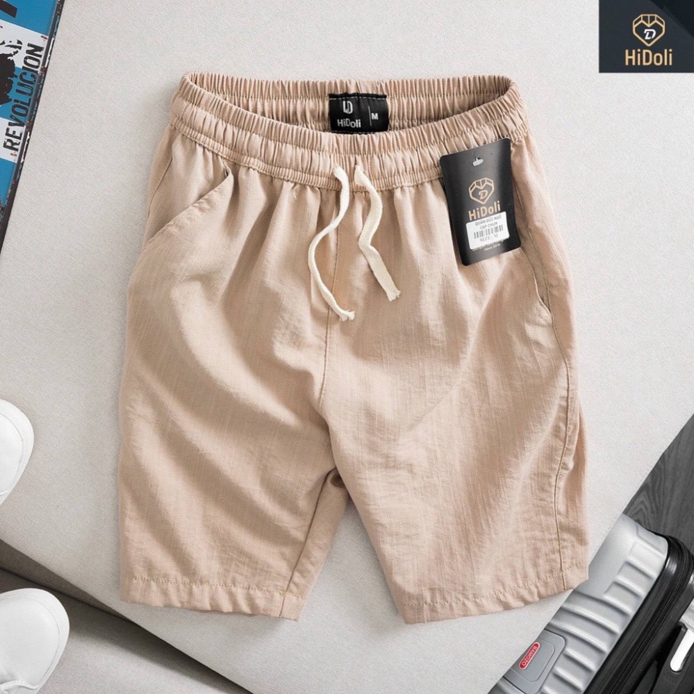 Quần short nam chất đũi cạp chun dây rút thoải mái