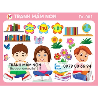 Decal mầm non- GÓC THƯ VIỆN khổ lớn 127x80
