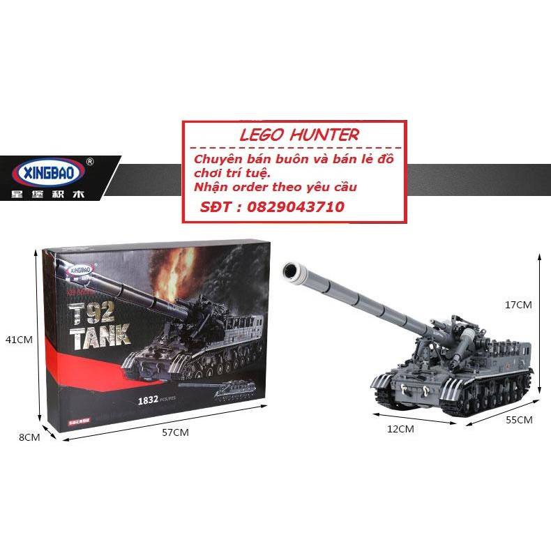 Xếp Hình Army Bộ lắp ráp Tank T 92 của Hồng Quân Liên Xô Xingbao 1832 chi tiết