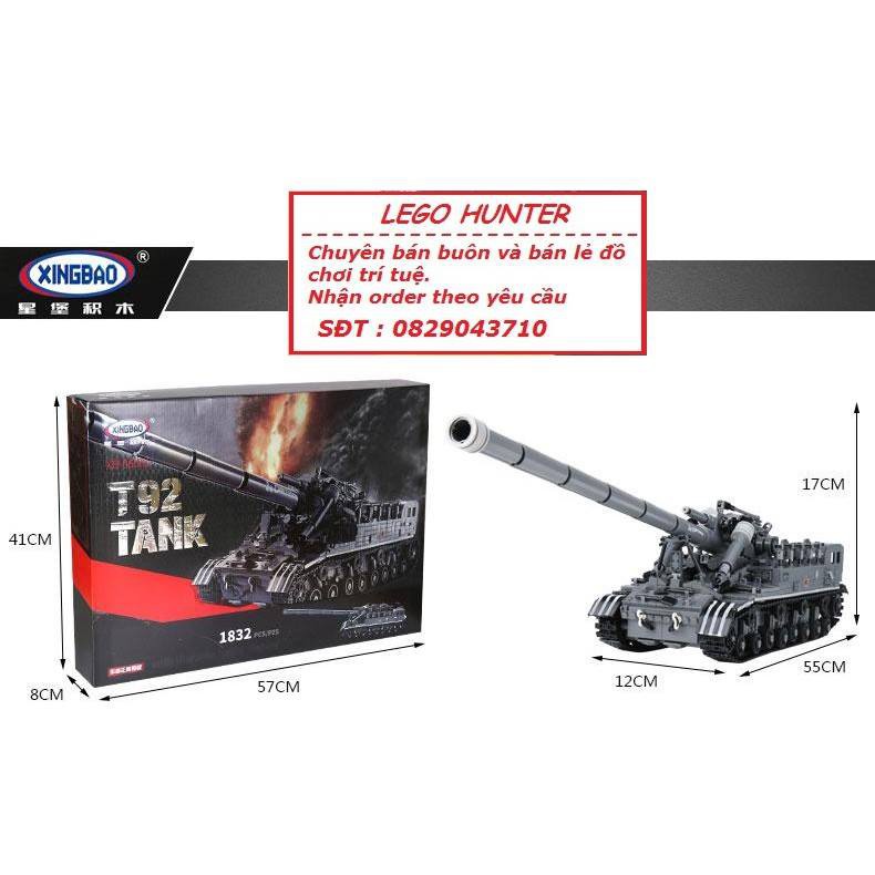 Lego Army Bộ lắp ráp Tank T 92 của Hồng Quân Liên Xô Xingbao 1832 chi tiết