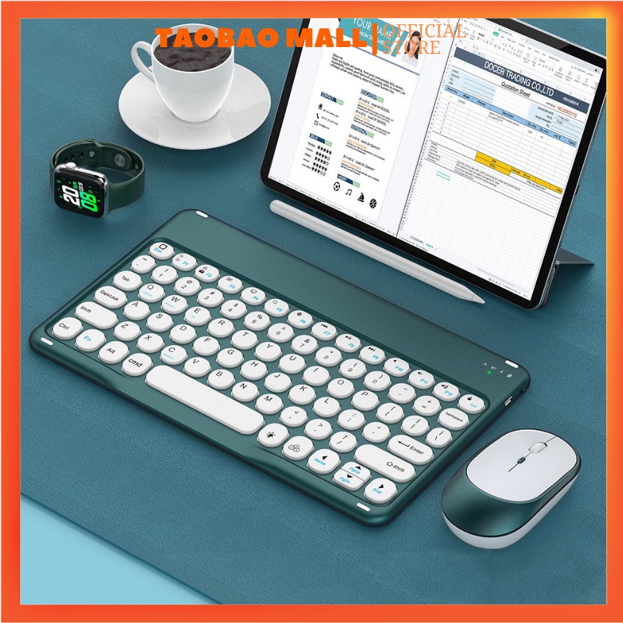 Bàn phím Bluetooth không dây mini 10 inch/ chuột không dây trọng lượng nhẹ dành cho điện thoại nhiều màu sắc tùy chọn