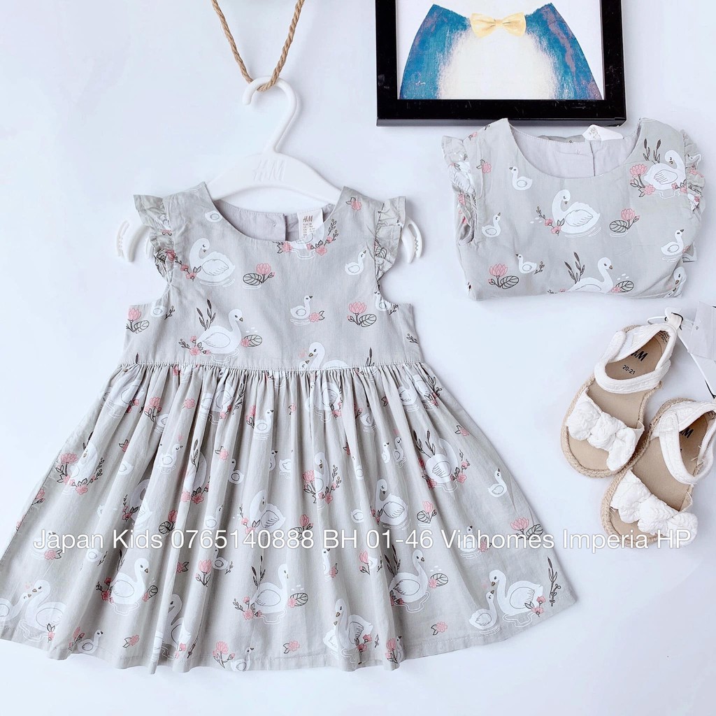 Váy xòe cotton thiên nga xanh HM H&amp;M_hàng chính hãng authentic
