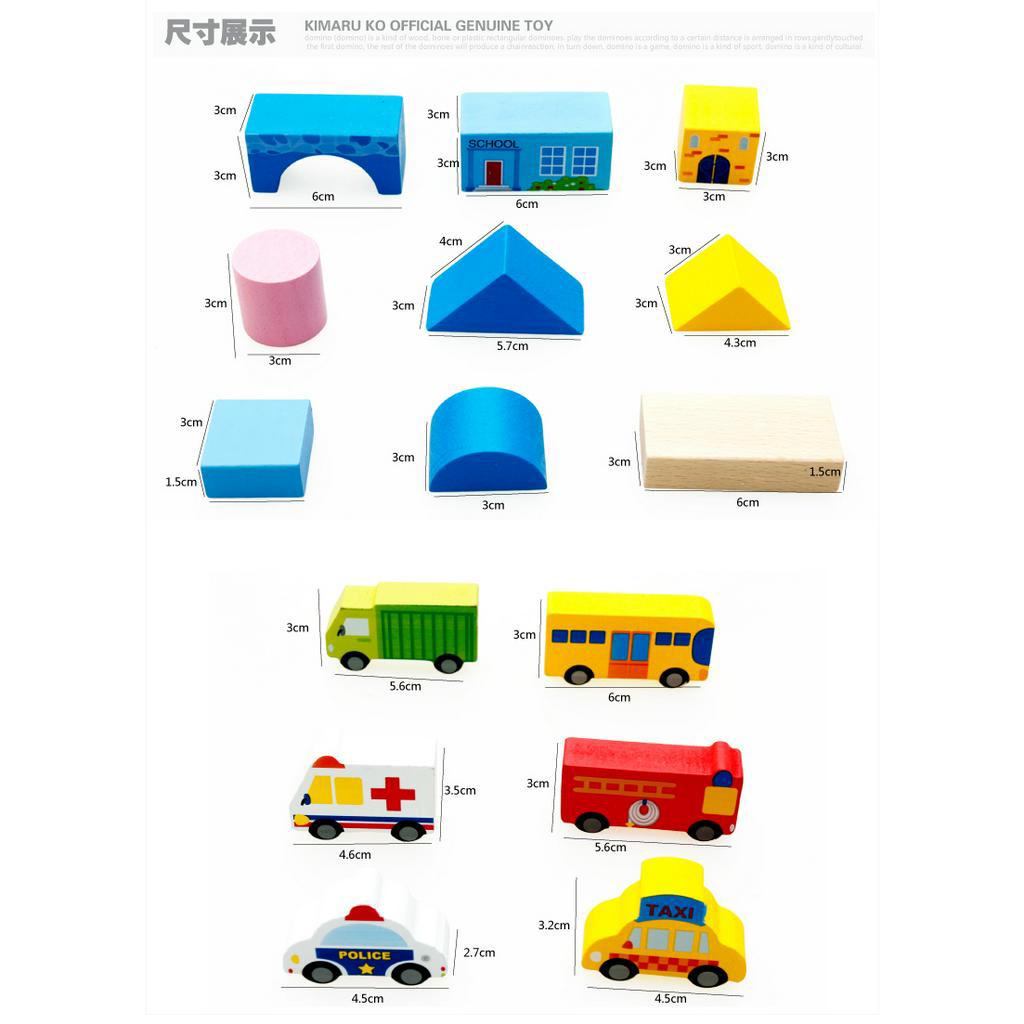 Đồ chơi xếp hình gỗ thông minh 62 chi tiết, khối xây dựng thành phố hiện đại