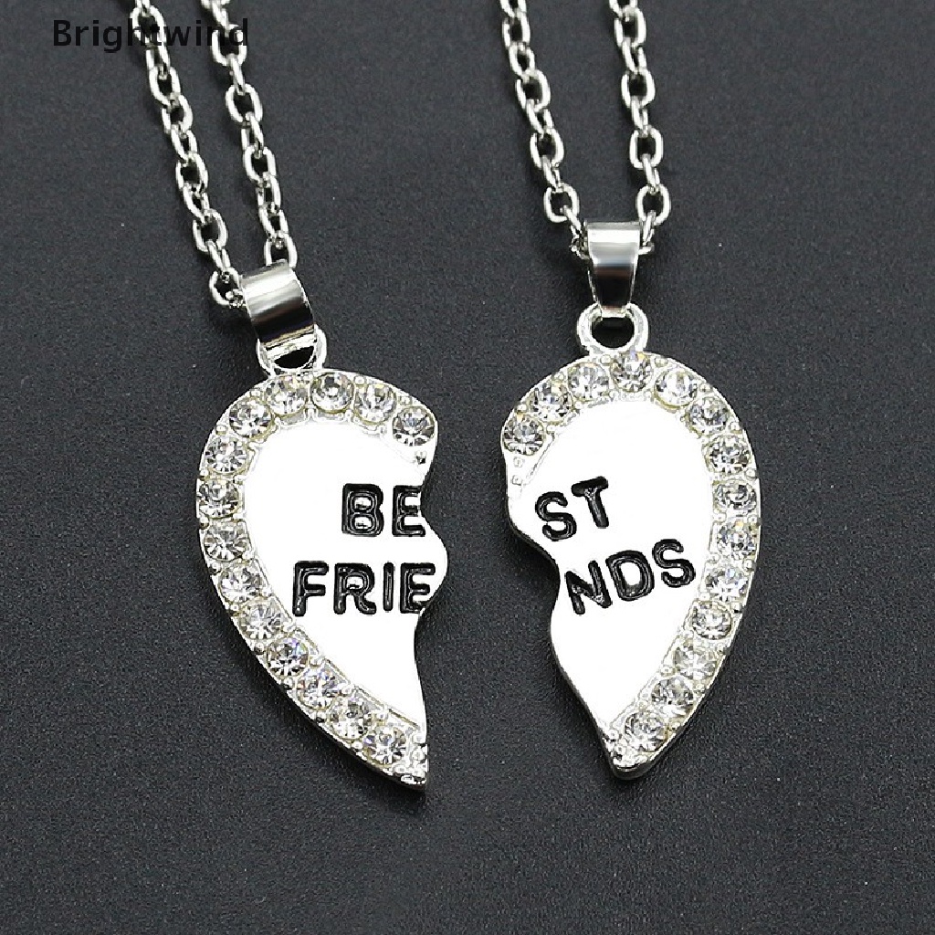 [Brightwind] BFF Necklace Women Crystal Heart Pendant Best Friend Letter Necklace Fashion Cou Hot Sell