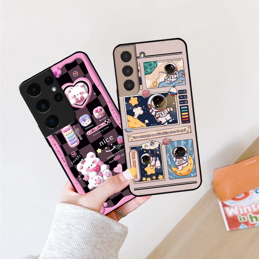 Ốp lưng Samsung S21 - S21 FE - S21 Plus - S21+ / S21 Ultra hình gấu, vũ trụ ngân hà chibi. ốp chống sốc bền đẹp