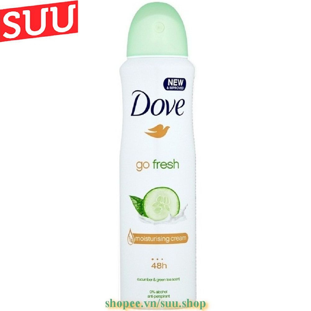 Xịt Khử Mùi Nữ 150Ml Dove Go Fresh Dưa Leo, suu.shop Cam Kết 100% Chính Hãng.