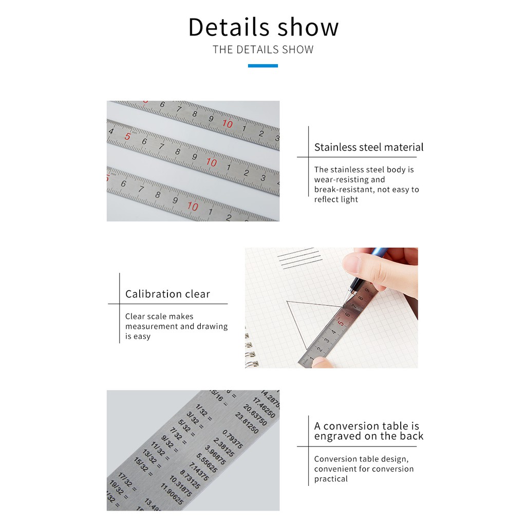 THƯỚC KẺ thép không rỉ - khắc chìm Baoke - RU1915