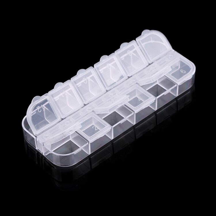 Hộp nhựa 12 ngăn đựng phụ kiện trang trí móng tay tiện dụng
